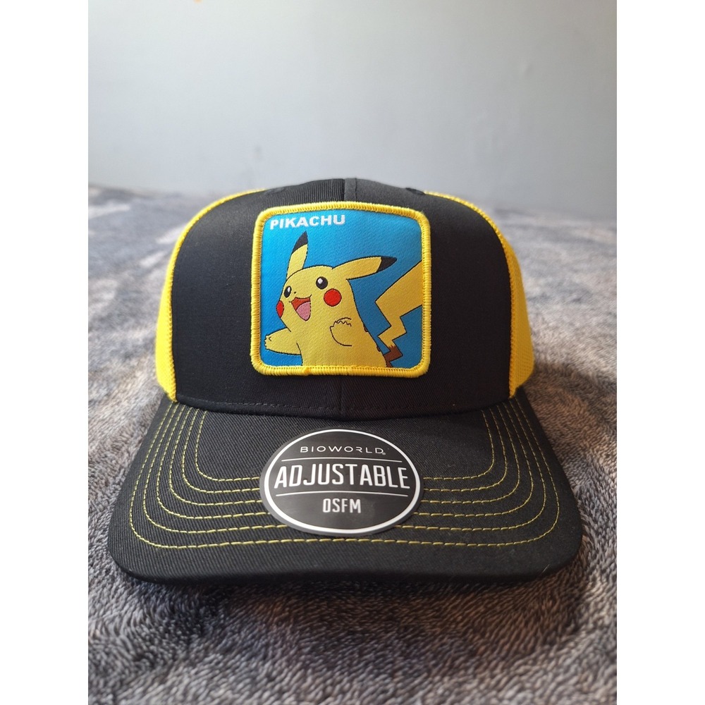Bioworld‎ Pokemon PIKACHU Yellow BLACK Trucker Snapback Hat Cap Adjustable